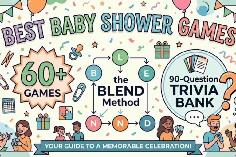 Best Baby Shower Games: 60+ Games, the BLEND Method, and a 90-Question Trivia Bank